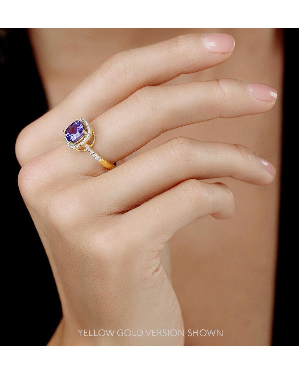 The Diamond Store Blue 2Ct Tanzanite And Diamond Shoulders Asteria Ring