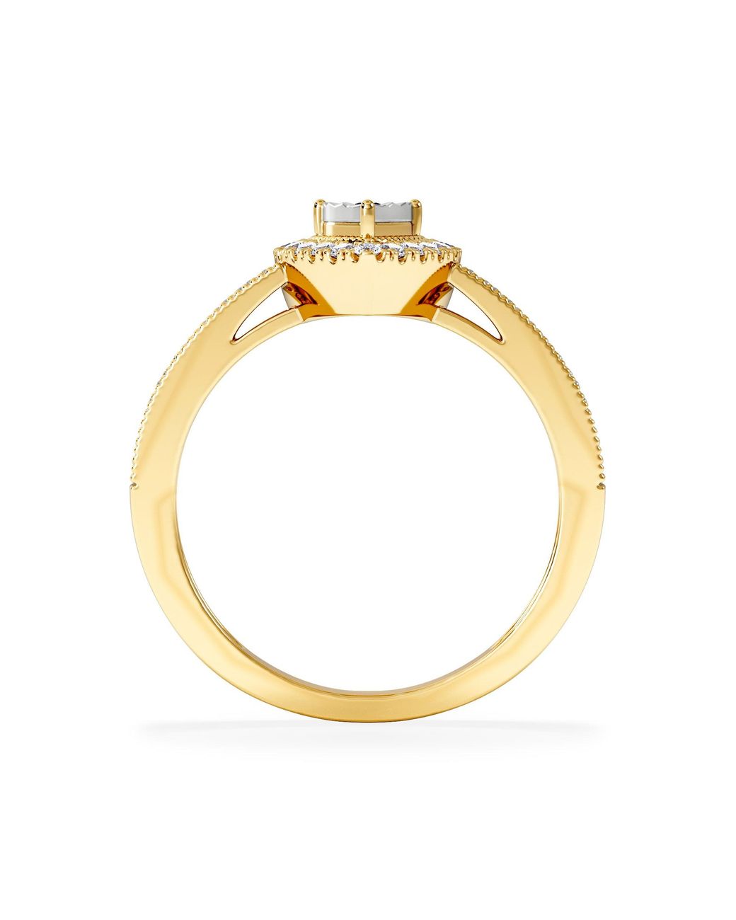 The Diamond Store Metallic Masami Pear Shaped Pave Lab Diamond Engagement Ring 0.15Ct