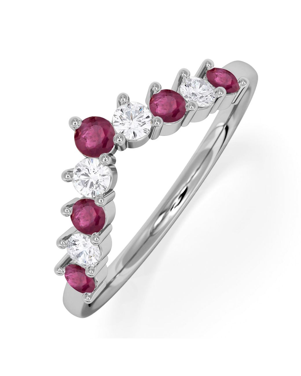 The Diamond Store Pink Starlit Ruby And Lab Diamond Wishbone Ring