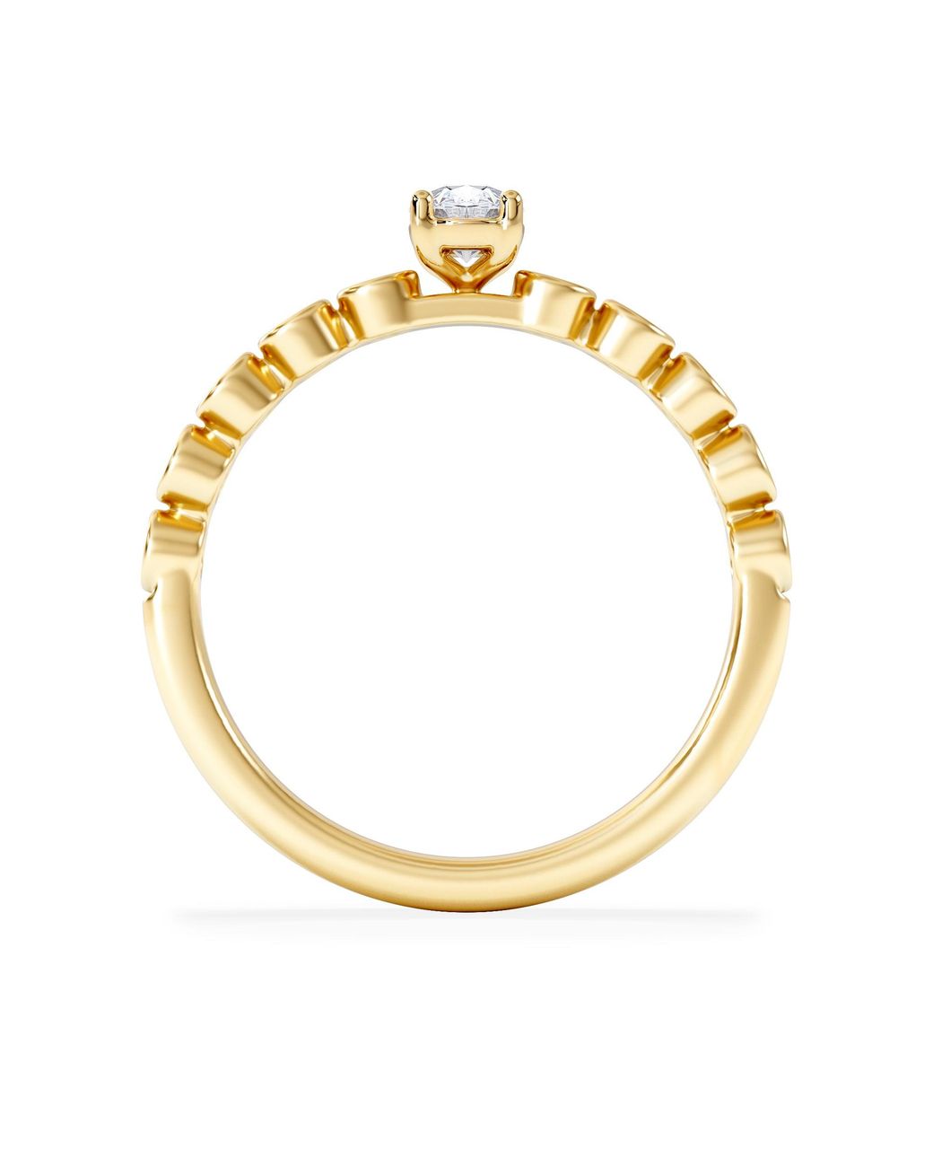 The Diamond Store Metallic Entwine 0.30Ct Oval Cut Lab Diamond Solitaire Engagement Ring With Side Stones