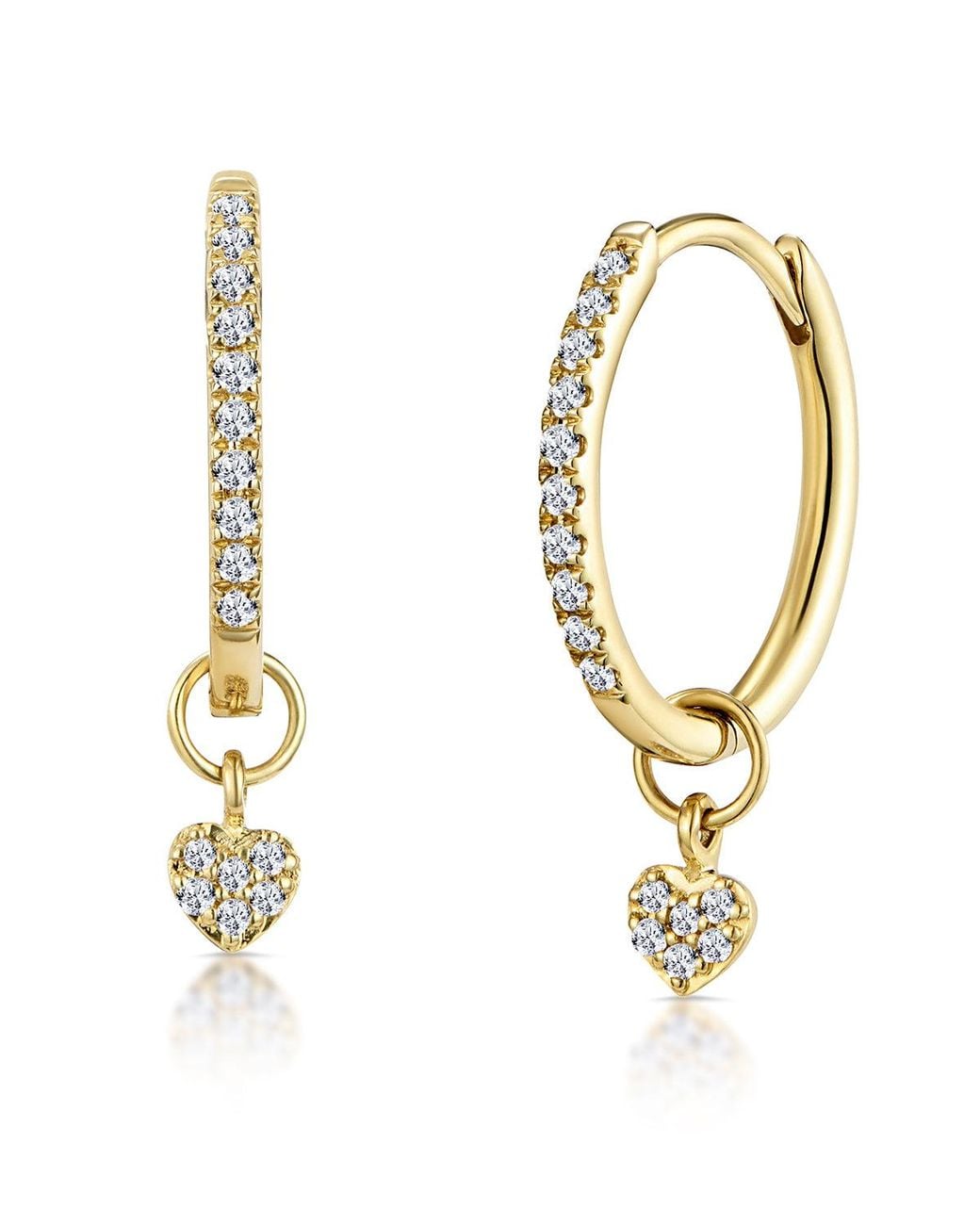 The Diamond Store Metallic Stellato Diamond Encrusted Huggie Heart Charm Earrings 0.11Ct