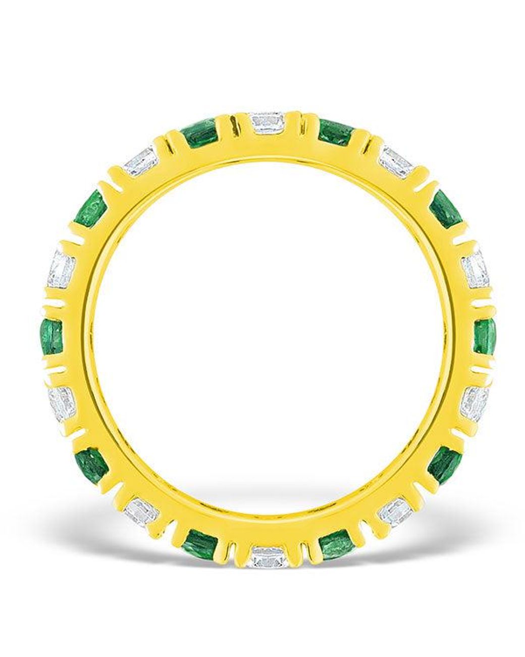 The Diamond Store Yellow Poppy 18K Emerald 0.70Ct And G/Vs 2Ct Diamond Eternity Ring