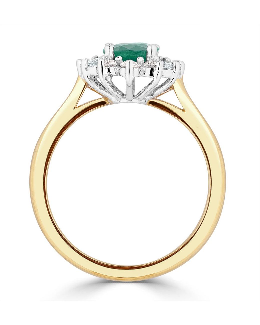 The Diamond Store Green Emerald 1.15Ct And Diamond 0.50Ct 18K Ring