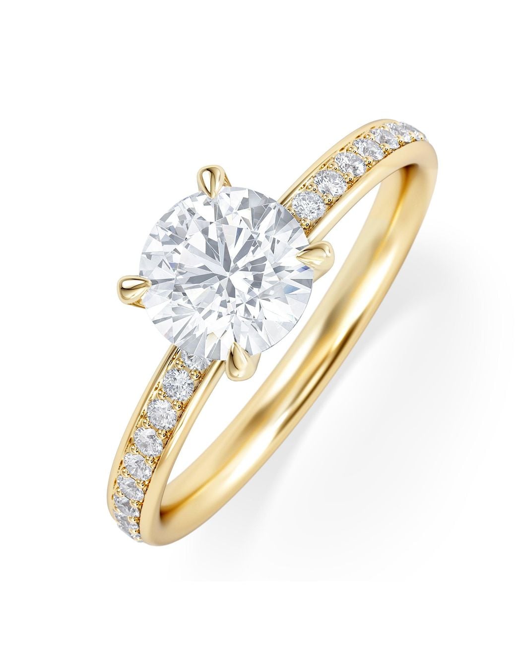 The Diamond Store Metallic Origin 1.25Ct Round Cut Lab Diamond Solitaire Engagement Ring With Side Stones