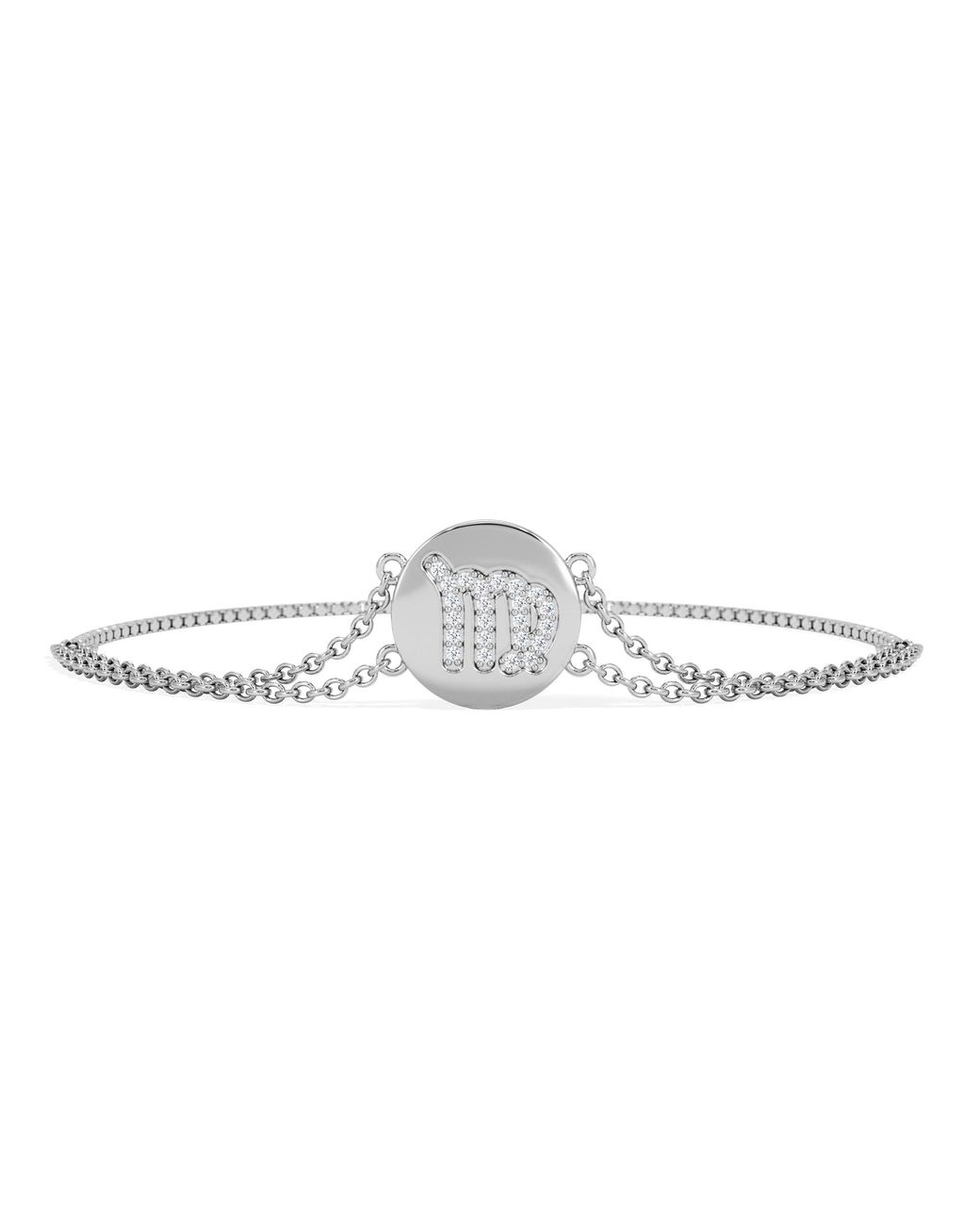 The Diamond Store White Astrology Virgo 0.07Ct Lab Grown Diamond Adjustable Medallion Bracelet Sterling