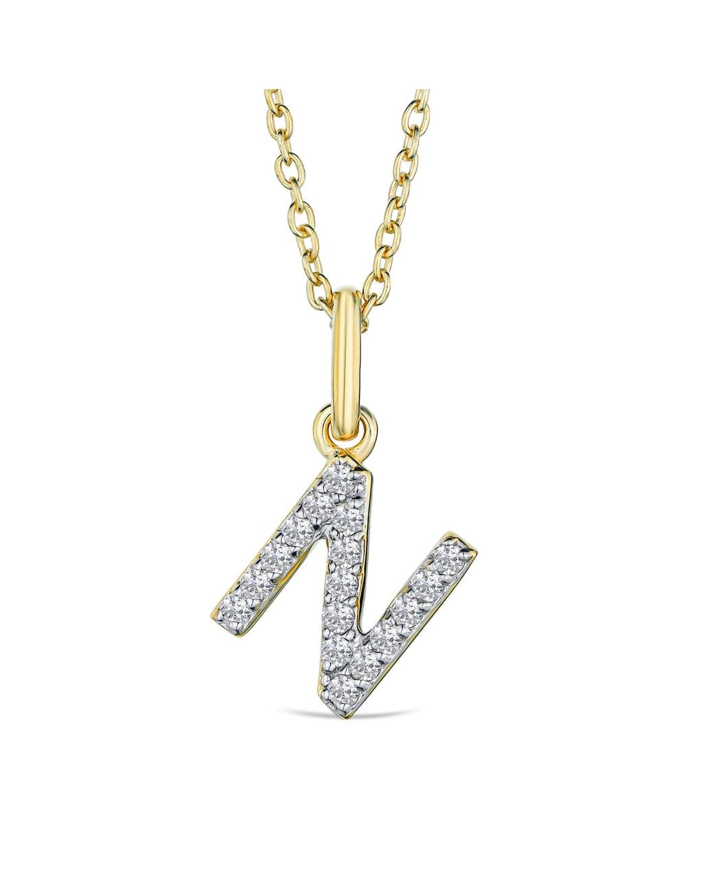 The Diamond Store Metallic Love Letter Initial N Lab Diamond Necklace Set