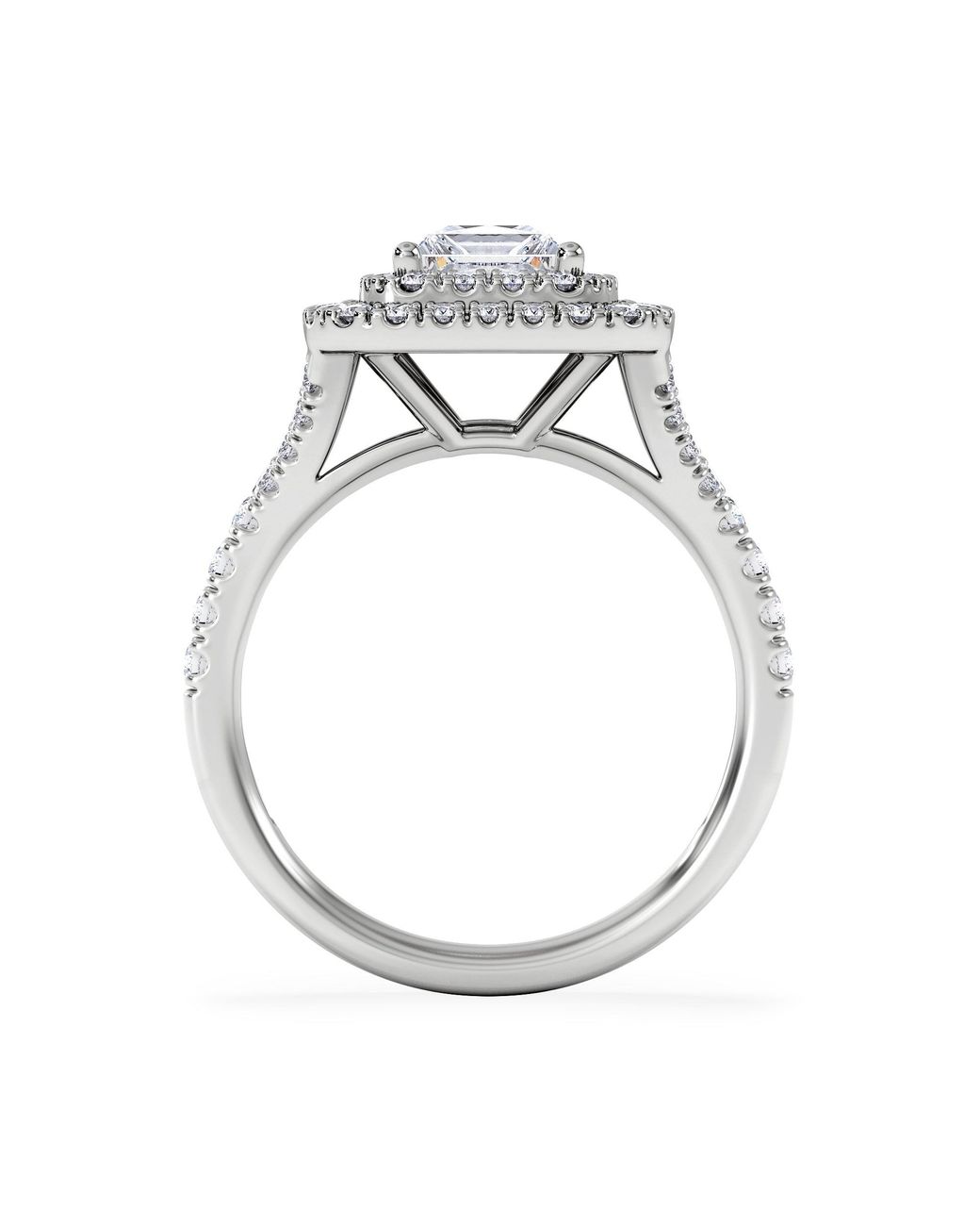 The Diamond Store White Cleopatra Lab Diamond Halo Engagement Ring 18K 1.85Ct F/Vs1