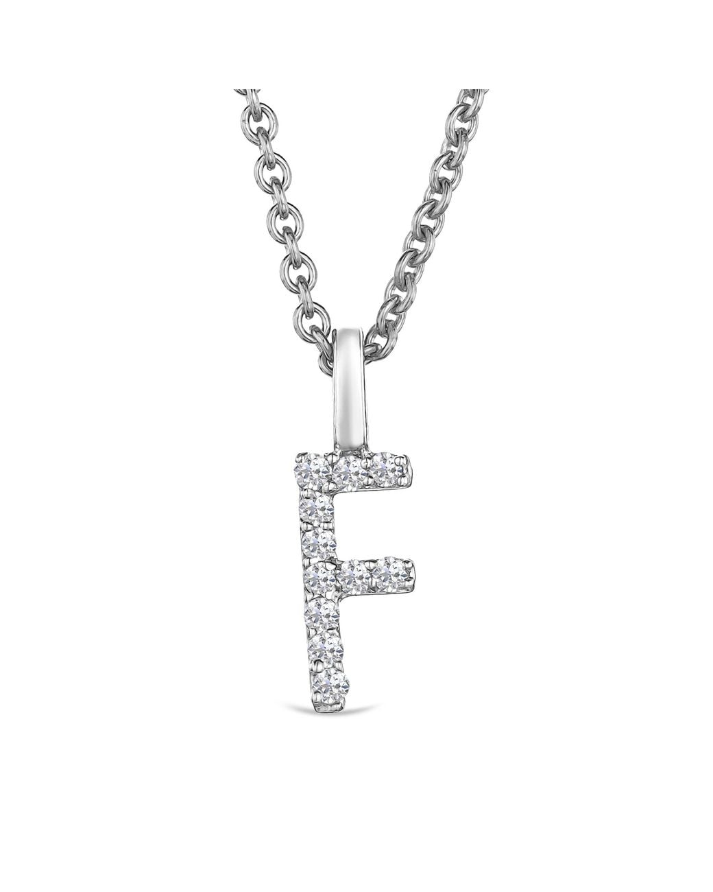 The Diamond Store Metallic Love Letter Initial F Lab Diamond Necklace Set