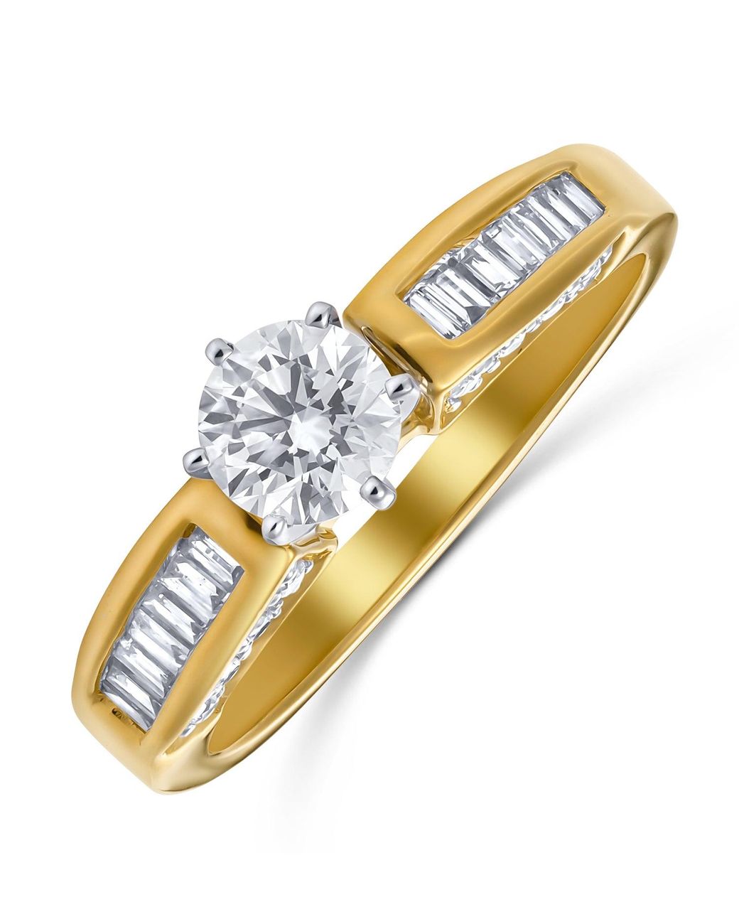 The Diamond Store Metallic 18K Ring Baguette Lab Diamond Set Mount (0.90Ct)