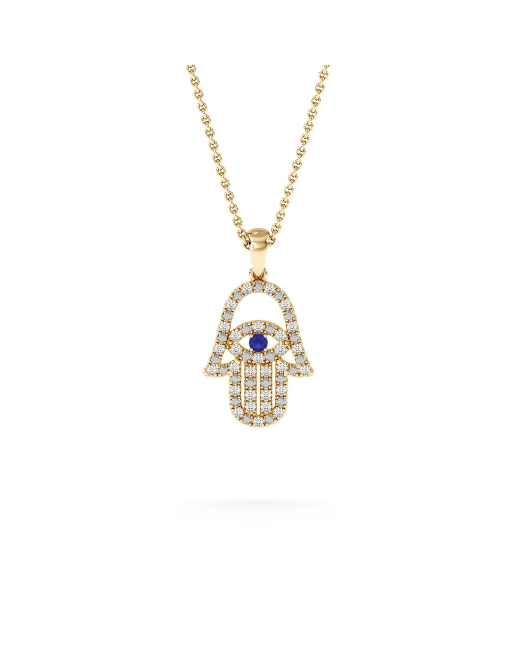 The Diamond Store Metallic Hamsa Fortune 0.05Ct Sapphire And 0.25Ct Lab Grown Diamond Pendant Necklace