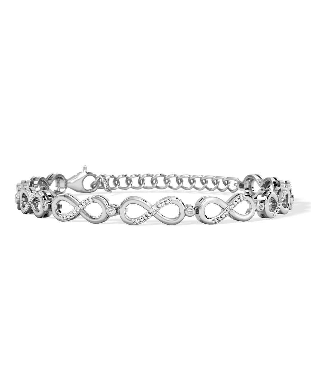 The Diamond Store Metallic Infinity Love 0.05Ct Lab Diamond Link Bracelet