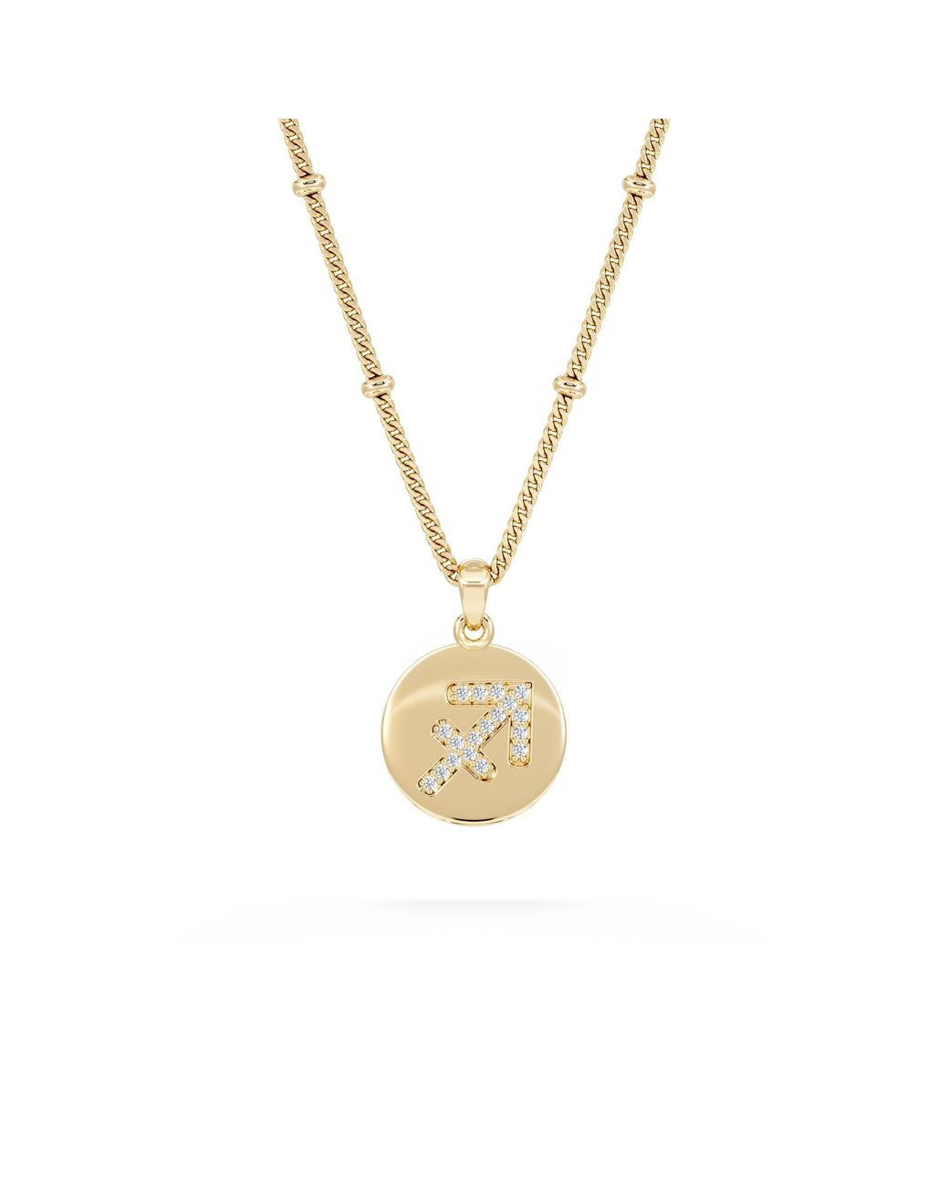 The Diamond Store Metallic Astrology Sagittarius 0.07Ct Lab Grown Diamond Medallion Pendant Necklace