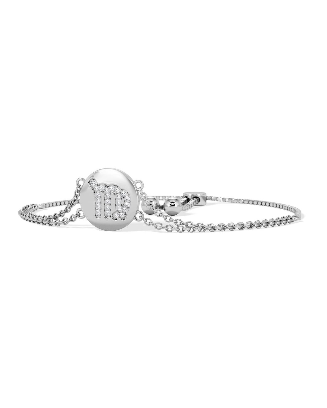 The Diamond Store White Astrology Virgo 0.07Ct Lab Grown Diamond Adjustable Medallion Bracelet Sterling