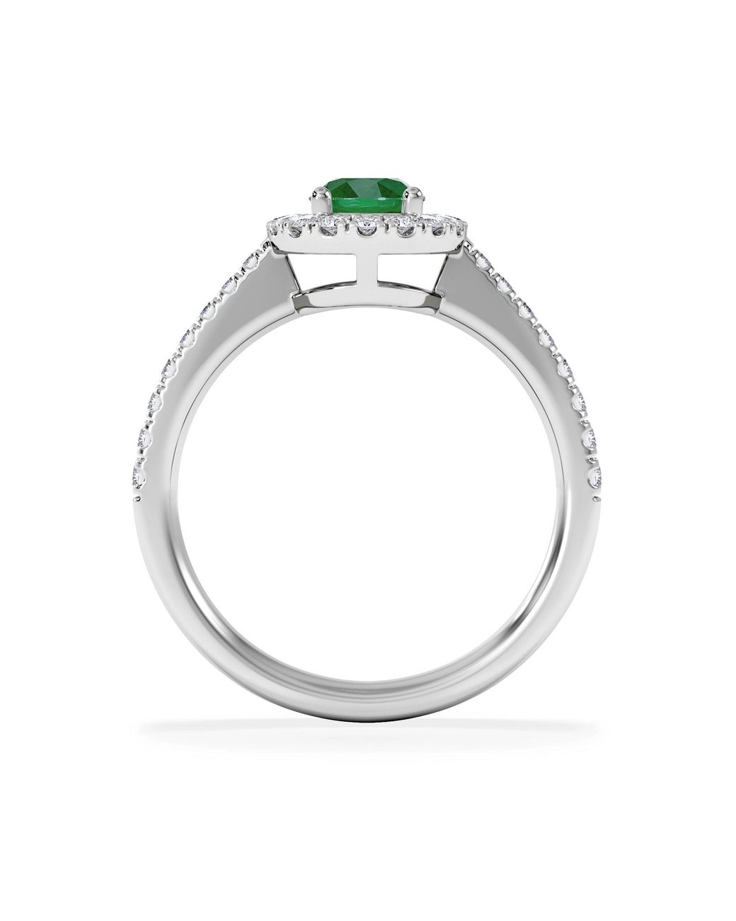 The Diamond Store Green Halo Emerald 0.50Ct And Diamond 18K Ring