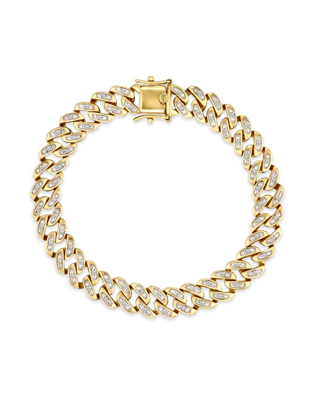 The Diamond Store Metallic 7 Inch Havana Cuban Lab Diamond Bracelet 0.40Ct Cuban Lab Diamond Set