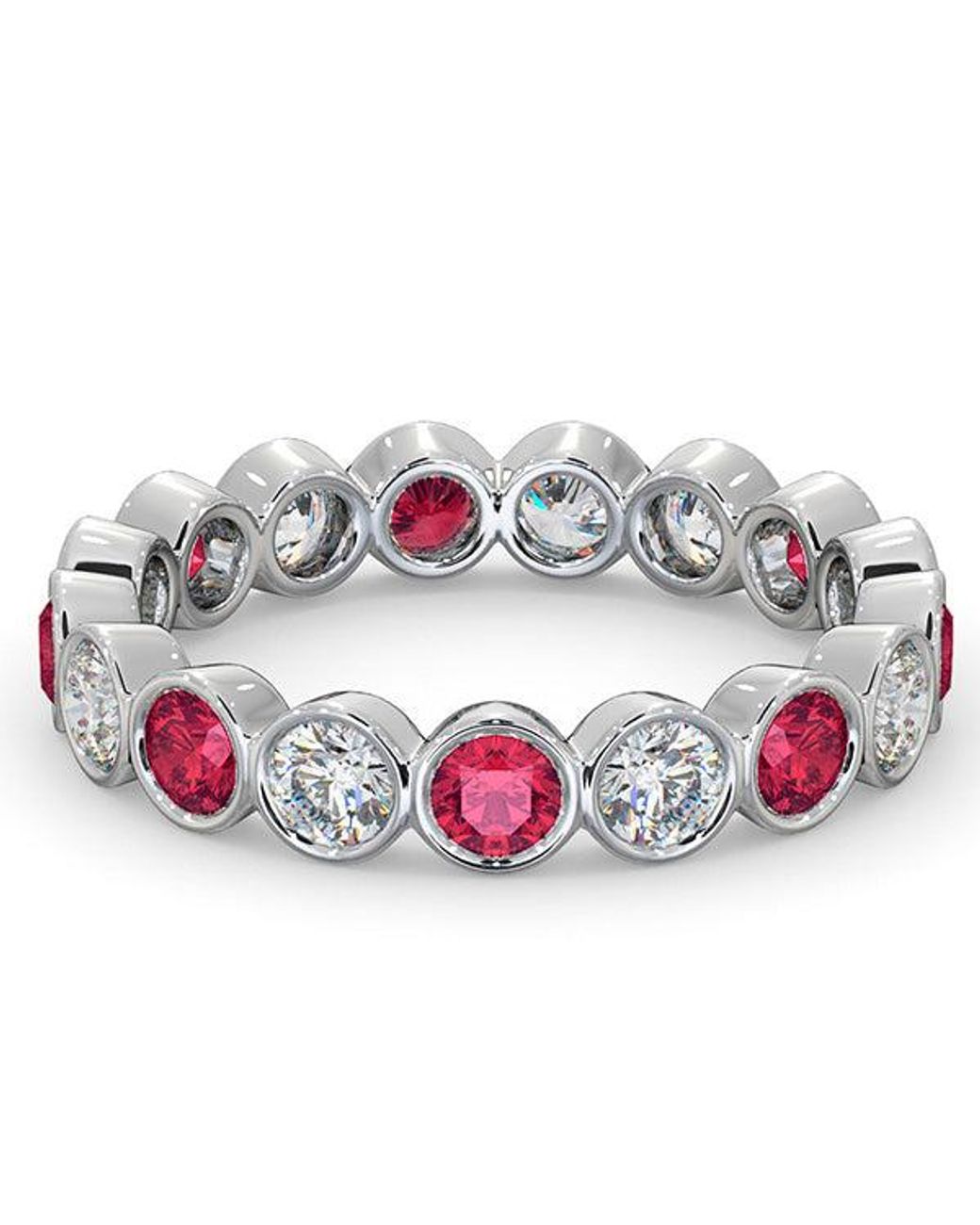 The Diamond Store White Ruby 1.50Ct And G/Vs Diamond 18Kw Eternity Ring