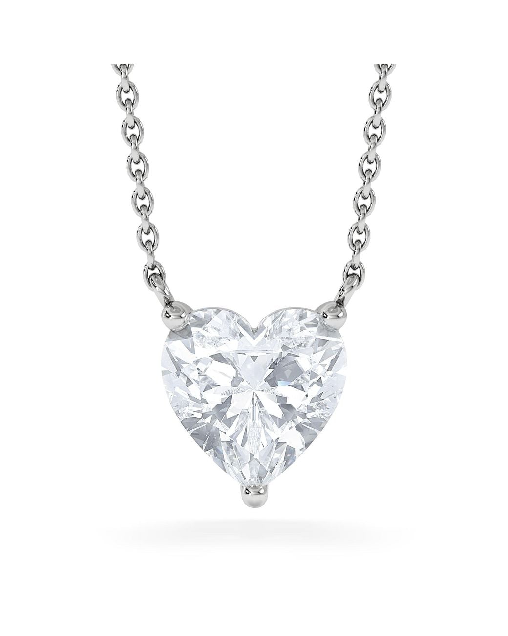 The Diamond Store Metallic Wanderlust Floating Heart Cut Lab Diamond Solitaire Necklace 2.00Ct H/Si