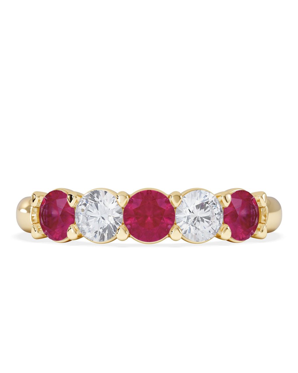 The Diamond Store Pink Solene 0.75Ct Round Cut Lab Ruby And Lab Diamond Half Eternity Ring