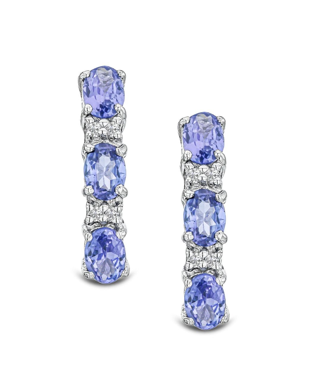 The Diamond Store Blue Tanzanite 1.02Ct And Diamond 925 Sterling Earrings
