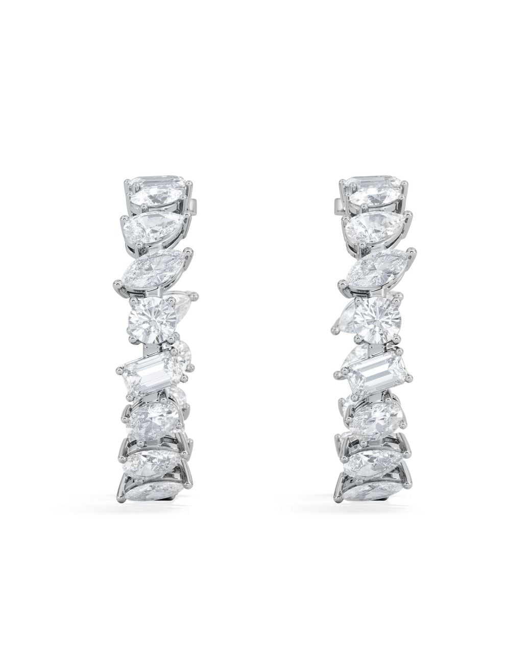The Diamond Store White Luxe 8.00Ct Lab Diamond Hoop Earrings With Igi Certified Asymmetrical-Cut Diamonds