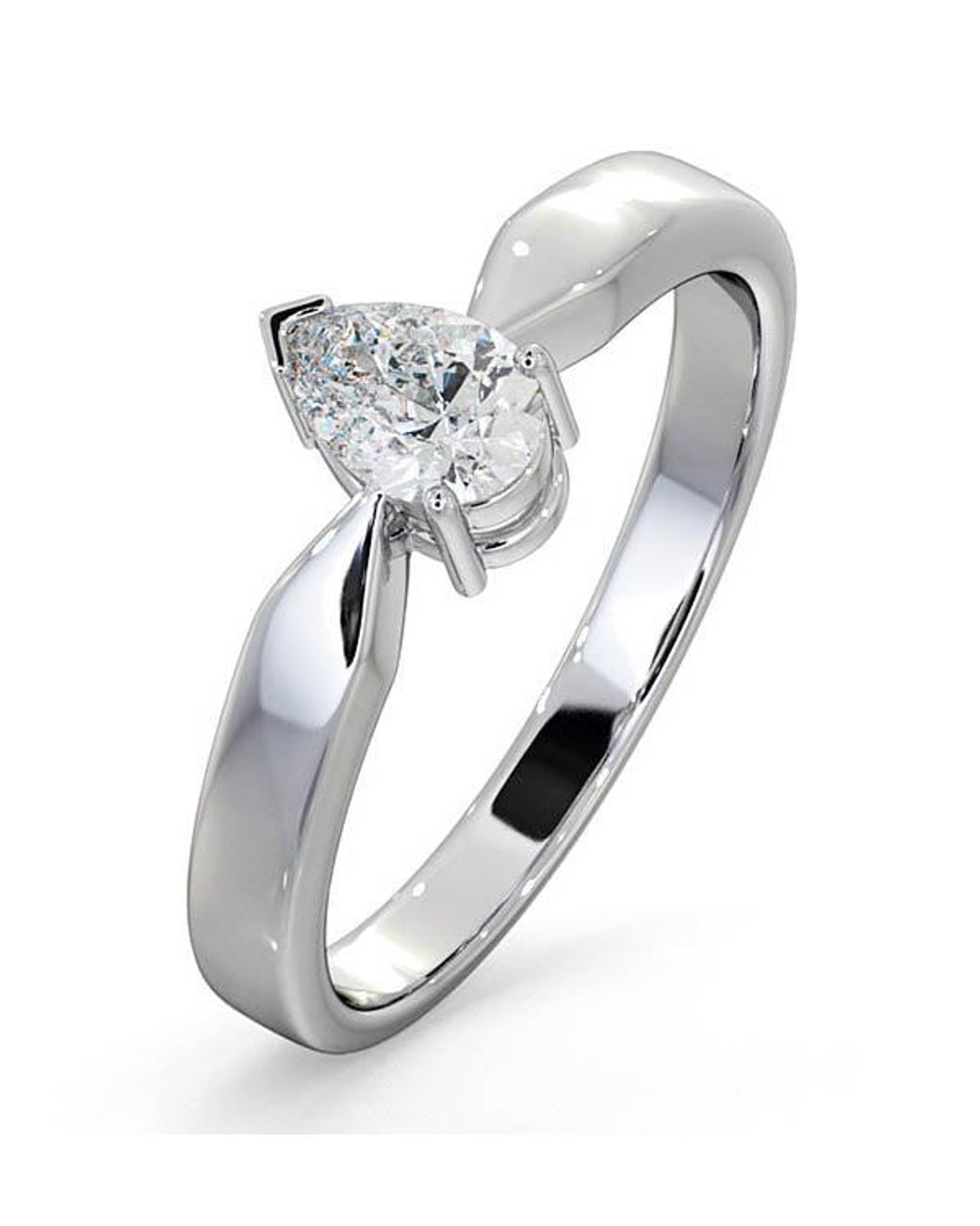 The Diamond Store Metallic Certified Pear Shaped Diamond Engagement Ring 0.50Ct-H/Si