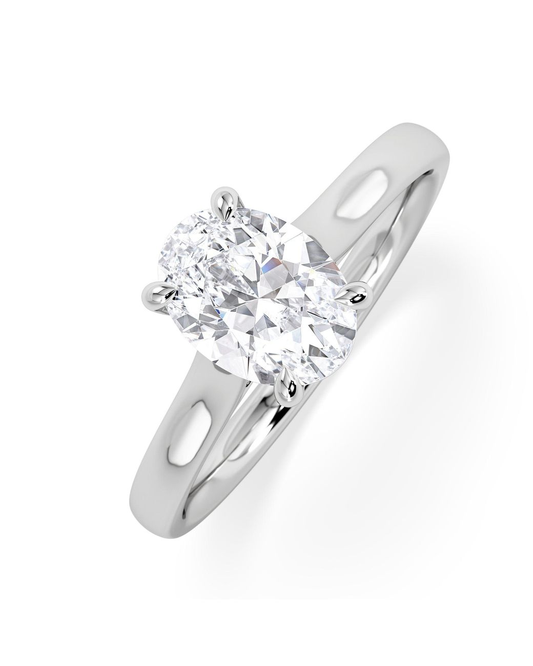 The Diamond Store White Amora Oval 1.00Ct Lab Diamond Engagement Ring F/Vs1 Set