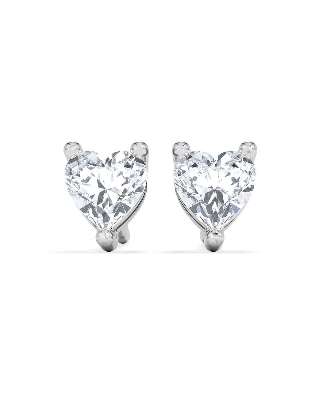 The Diamond Store Metallic Naomi Heart Cut Lab Diamond Stud Earrings 0.50Ct H/Si