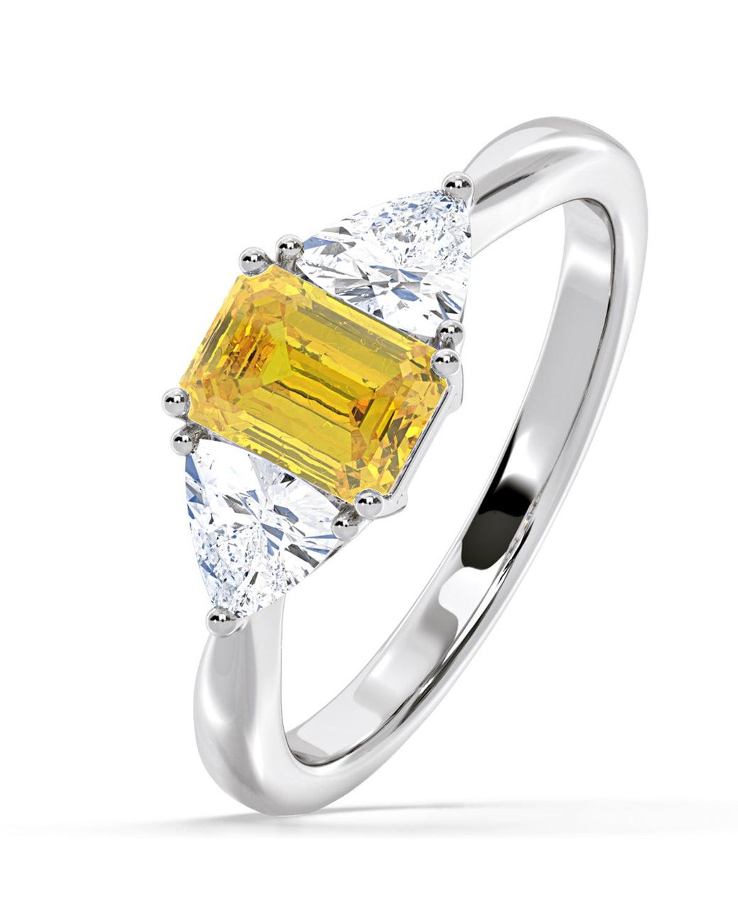The Diamond Store Metallic Aurora Lab Diamond Emerald Cut And Trillion 1.70Ct Ring