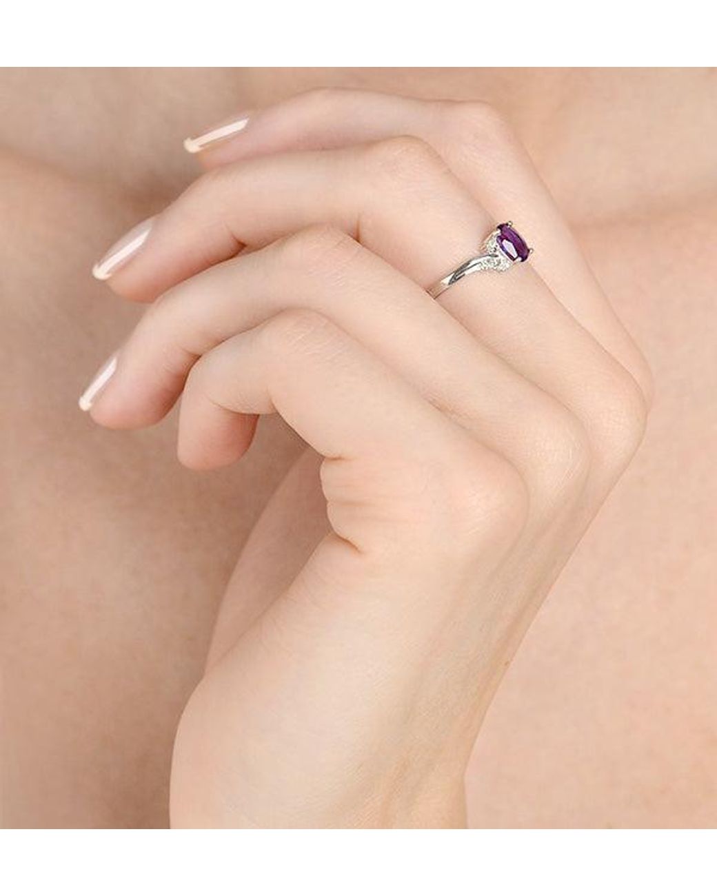 The Diamond Store Purple Amethyst 0.68Ct And Diamond 9K Ring