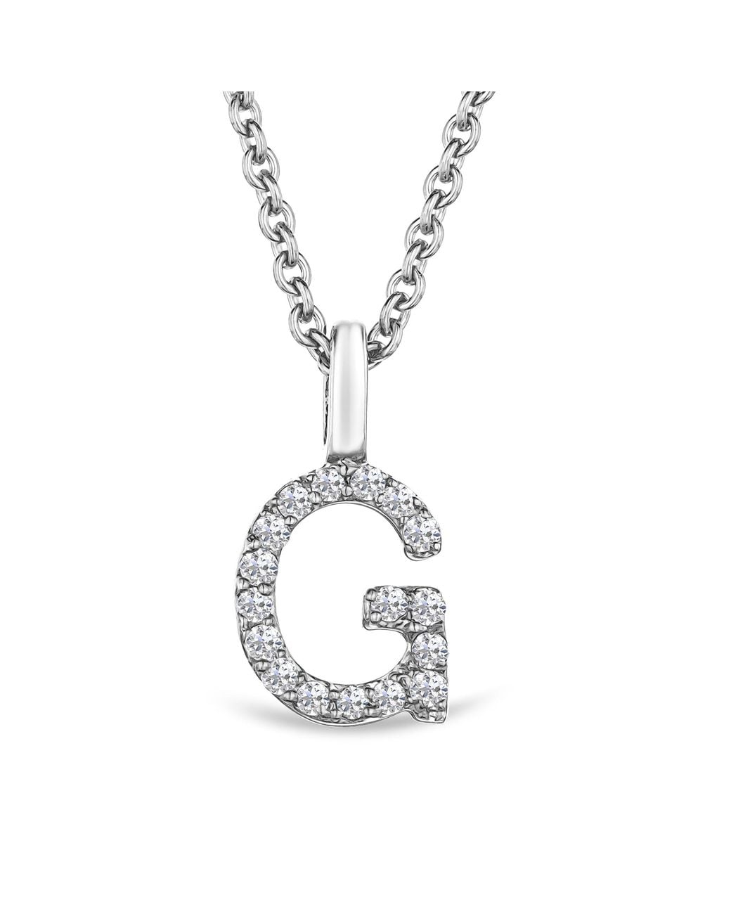 The Diamond Store Metallic Love Letter Initial G Lab Diamond Necklace Set