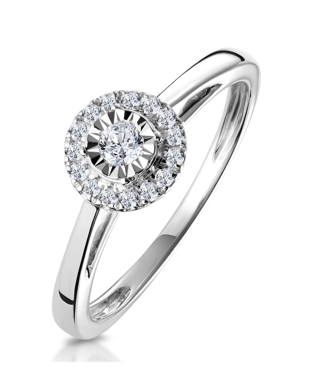 The Diamond Store White Masami Diamond Engagement Ring 0.20Ct Pave Set Halo
