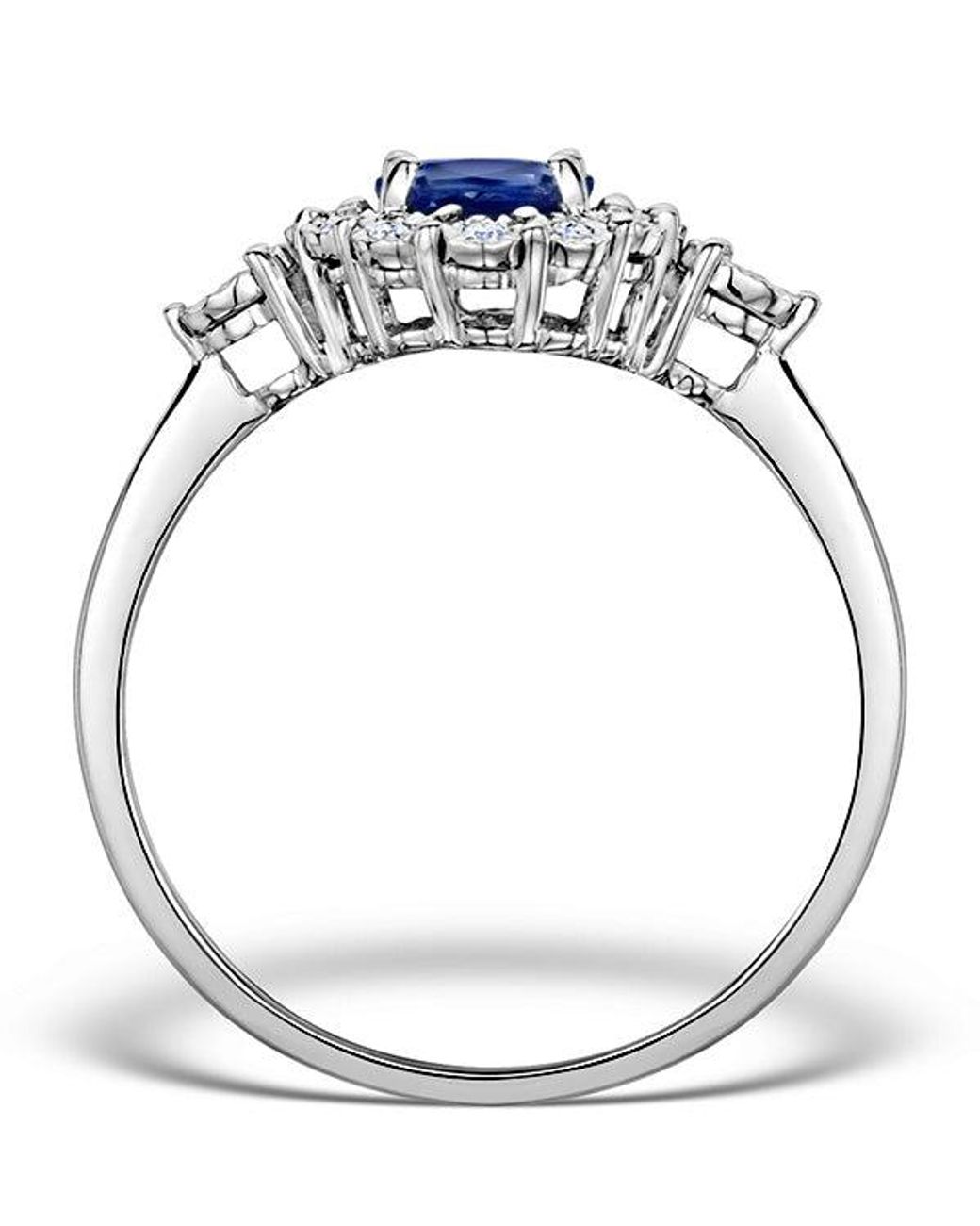 The Diamond Store Metallic Sapphire 7 X 5Mm And Diamond 9K Ring