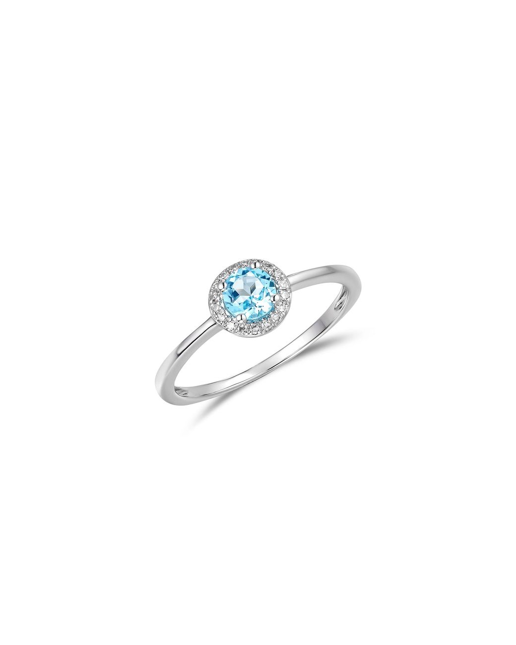 The Diamond Store Blue Stellato 0.40Ct Round Cut Topaz And Lab Diamond Halo Ring