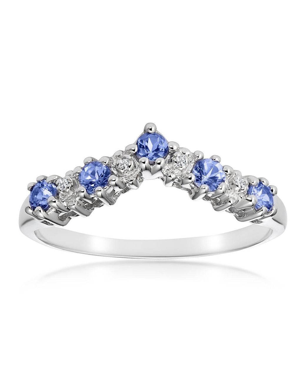 The Diamond Store Blue Diamond And Tanzanite 0.35Ct Wishbone Ring