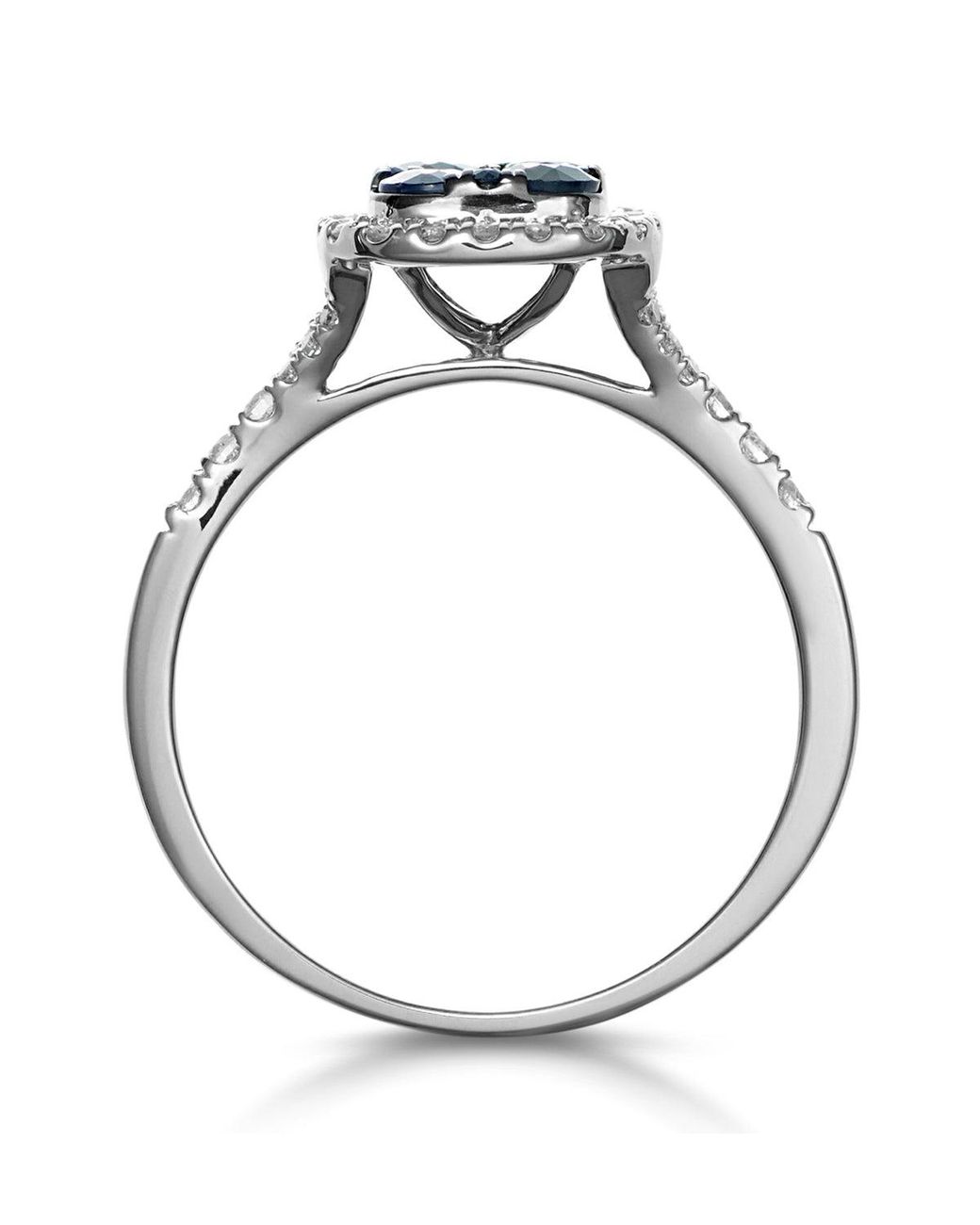 The Diamond Store Blue Sapphire And Diamond Halo Square Ring 18Kw Asteria Collection