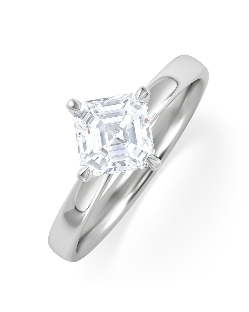 The Diamond Store White Origin Twist 1.00Ct Asscher Cut Lab Diamond Solitaire Engagement Ring