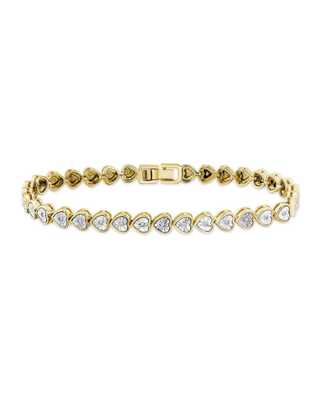 The Diamond Store Metallic Heart Tennis Bracelet Lab Diamond 0.15Ct