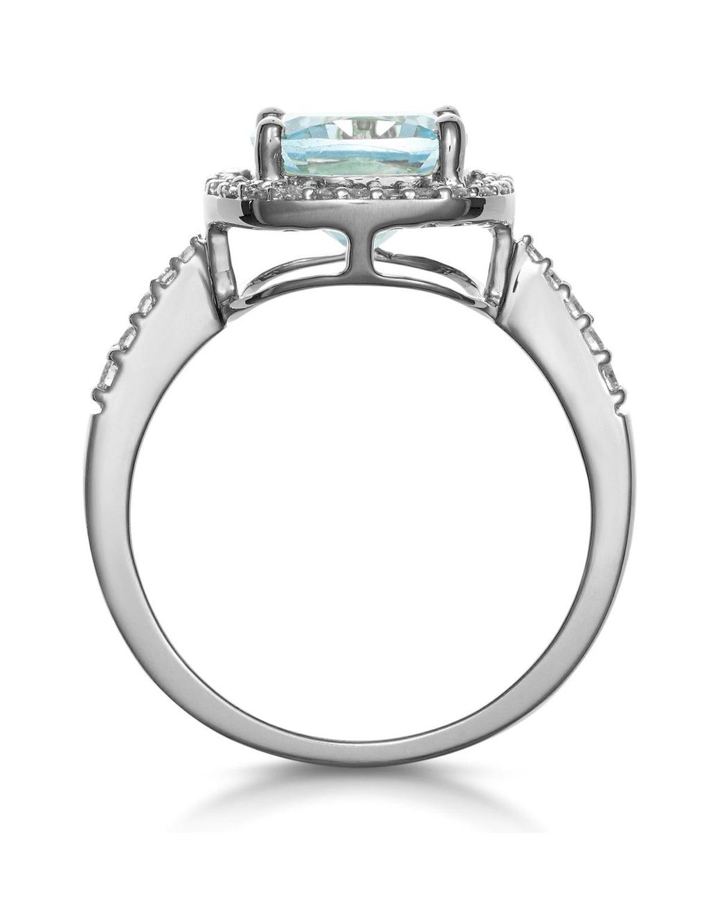 The Diamond Store Blue 2Ct Topaz And Lab Diamond Shoulders Asteria Ring