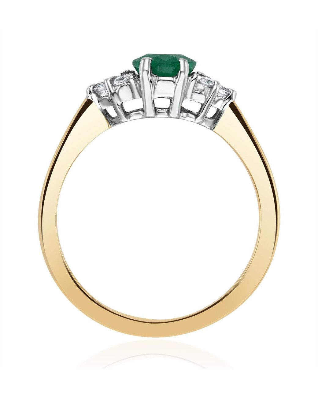 The Diamond Store Multicolor Emerald 0.75Ct And Diamond 18K Ring N4300