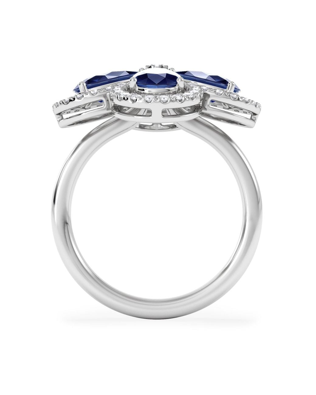 The Diamond Store Blue Bloom 3.40Ct Lab Sapphire And Lab Diamond Ring