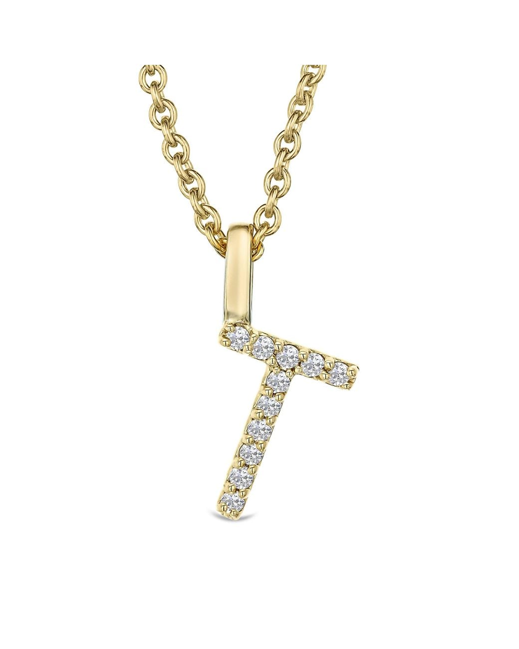The Diamond Store Metallic Love Letter Initial T Lab Diamond Necklace Set