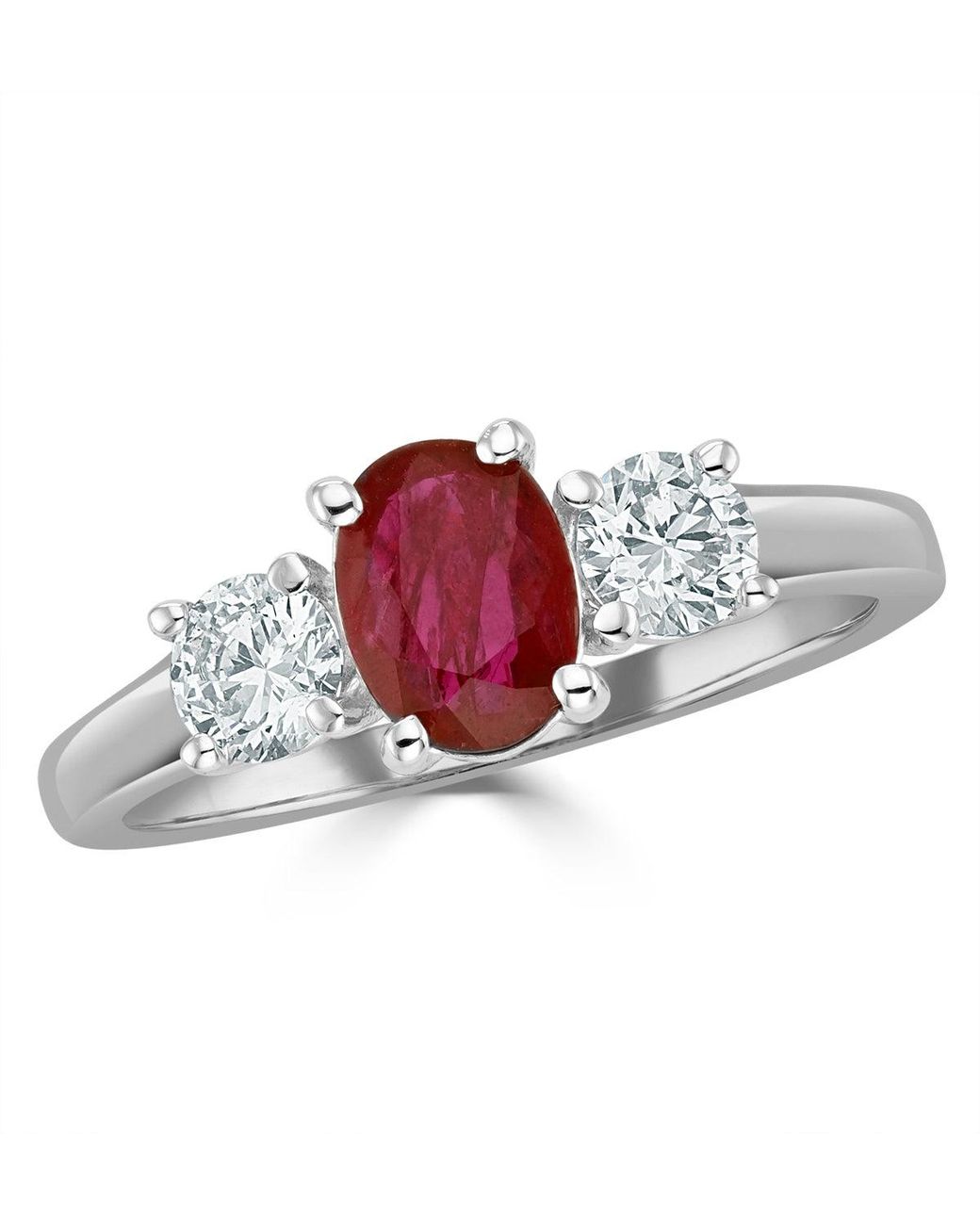 The Diamond Store Red 18K 0.50Ct Lab Diamonds G/Vs And 1.15Ct Ruby Ring