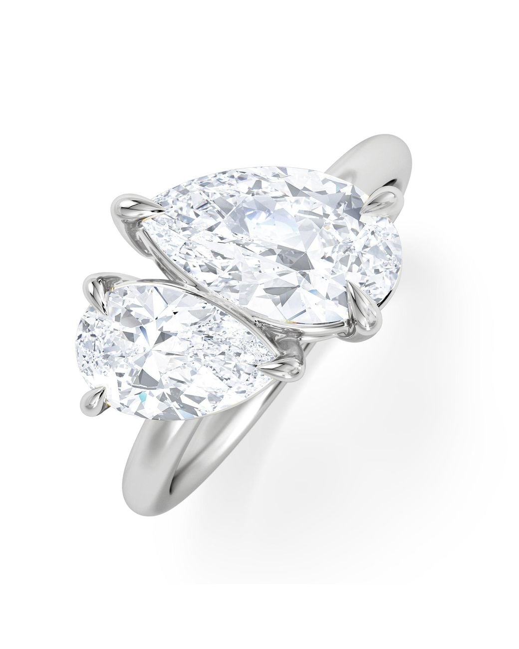 The Diamond Store White Toi Et Moi 3.00Ct Pear Cut Lab Diamond Engagement Ring