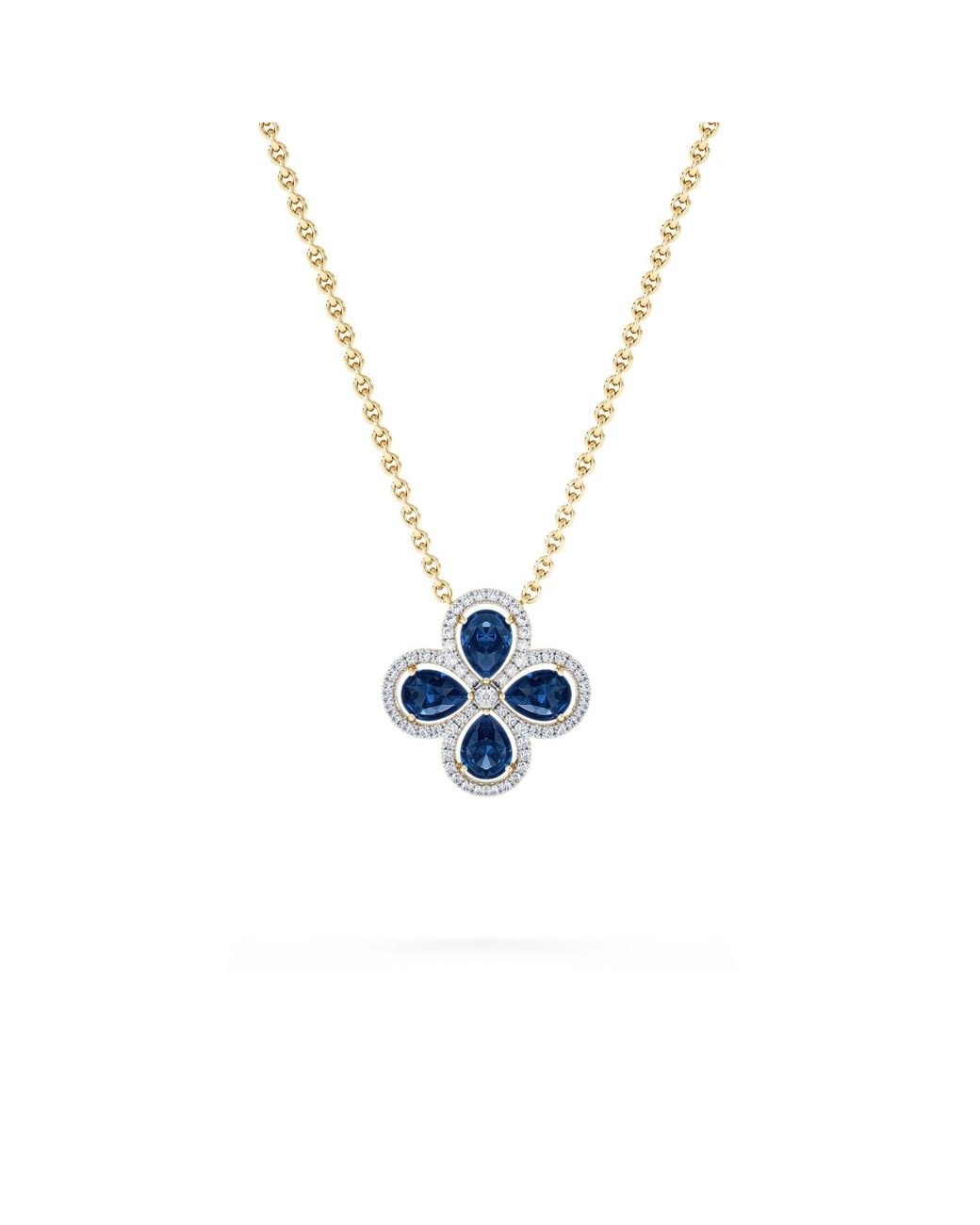 The Diamond Store Blue Bloom 3.40Ct Lab Sapphire And Lab Diamond Necklace