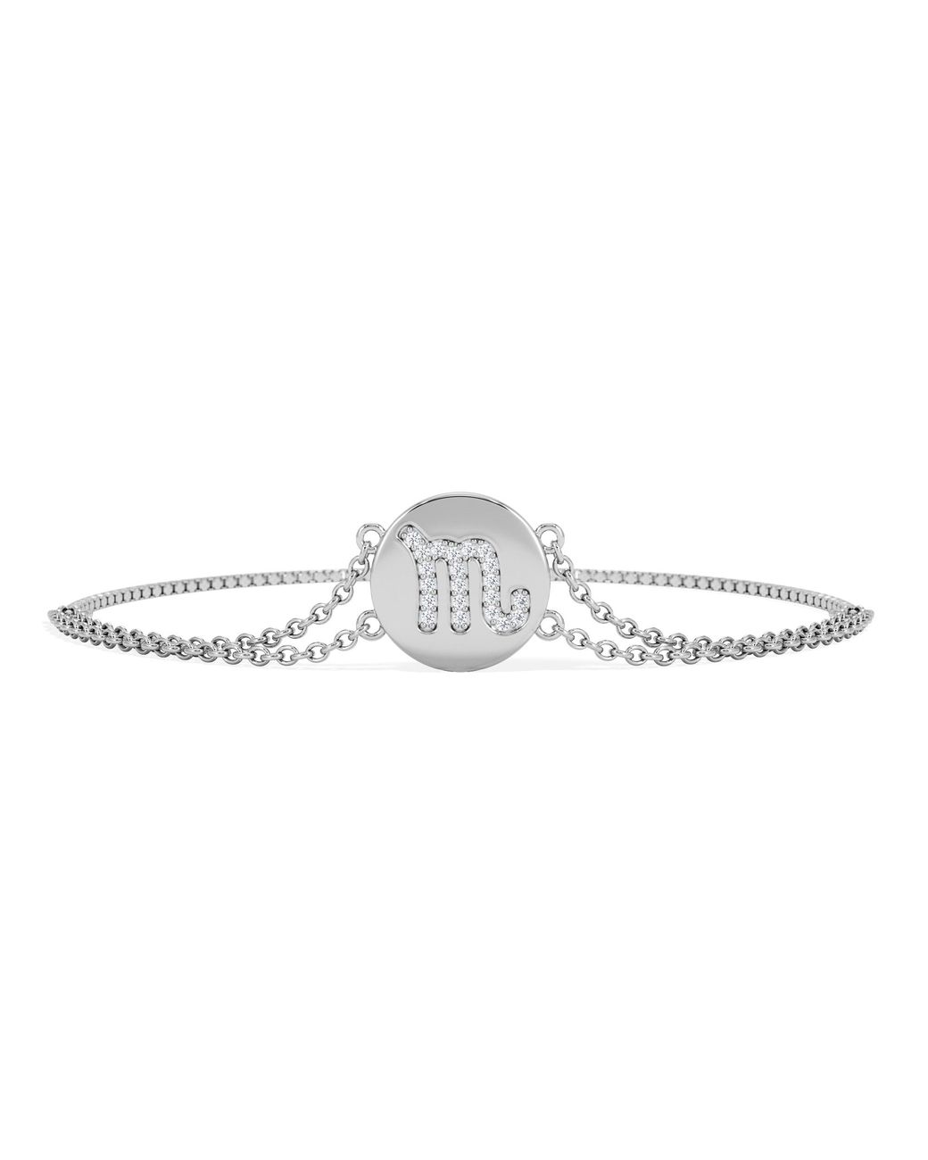 The Diamond Store White Astrology Scorpio 0.07Ct Lab Grown Diamond Adjustable Medallion Bracelet Sterling