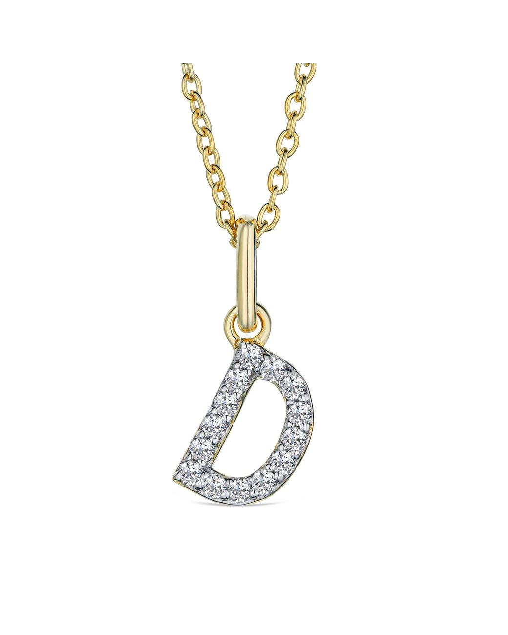 The Diamond Store Metallic Love Letter Initial D Lab Diamond Necklace Set