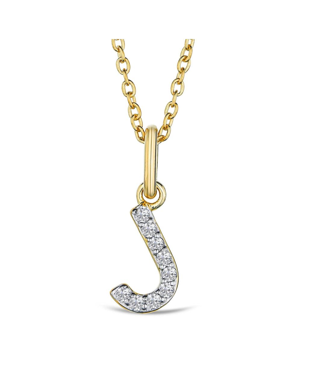The Diamond Store Metallic Love Letter Initial J Lab Diamond Necklace Set