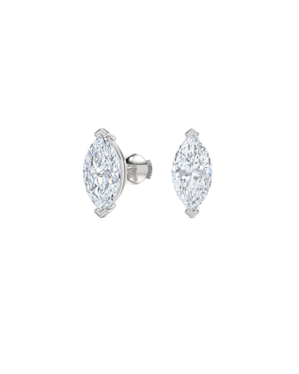 The Diamond Store Blue Fancy 2.00Ct Marquise Cut Lab Diamond Stud Earrings