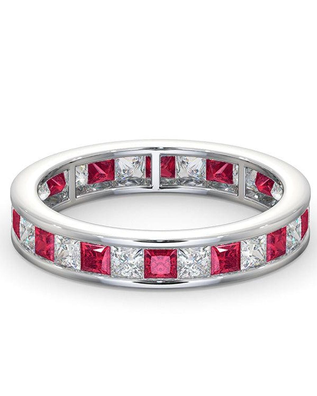 The Diamond Store Pink Eternity Ring Lauren Diamonds G/Vs And Ruby 2.25Ct