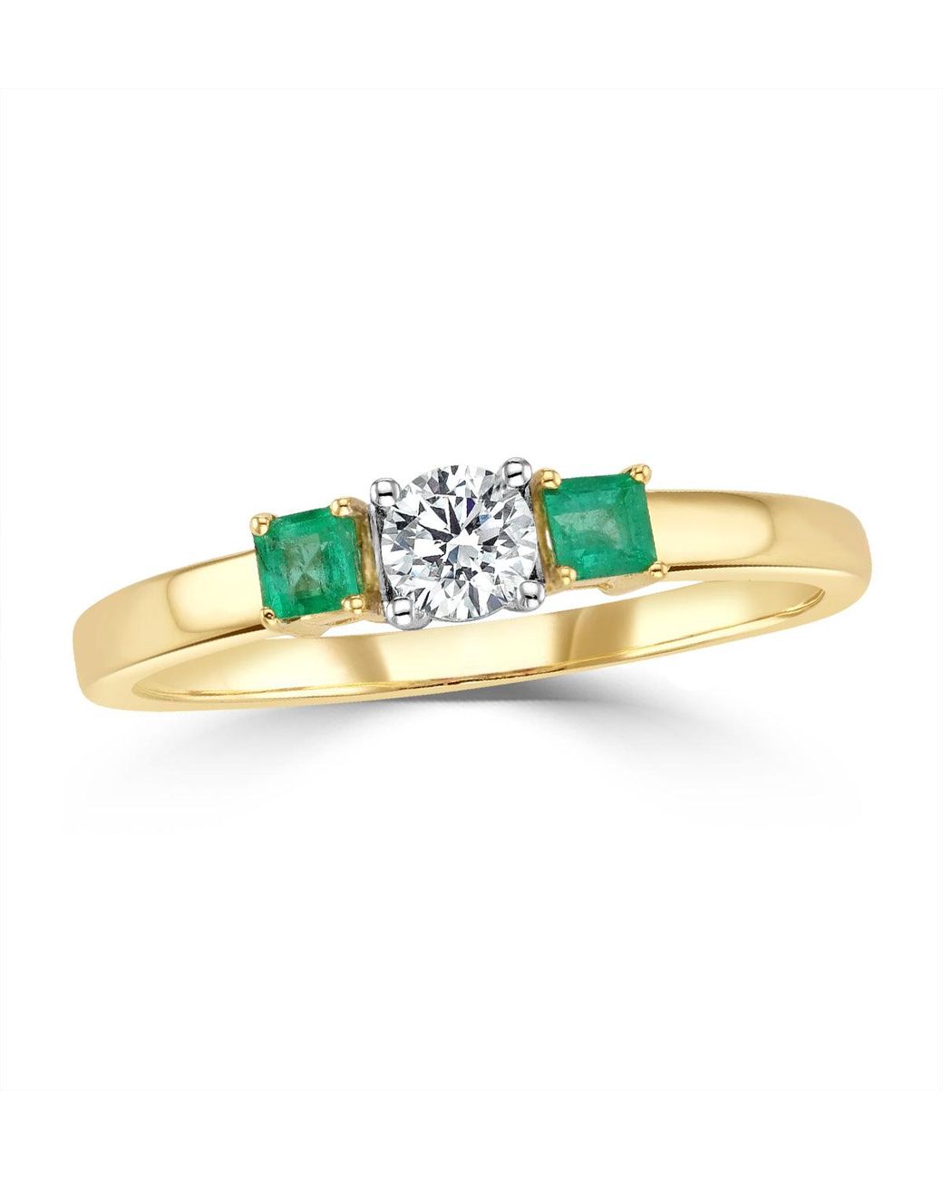 The Diamond Store Multicolor Emerald 0.20Ct And Diamond 18K Ring